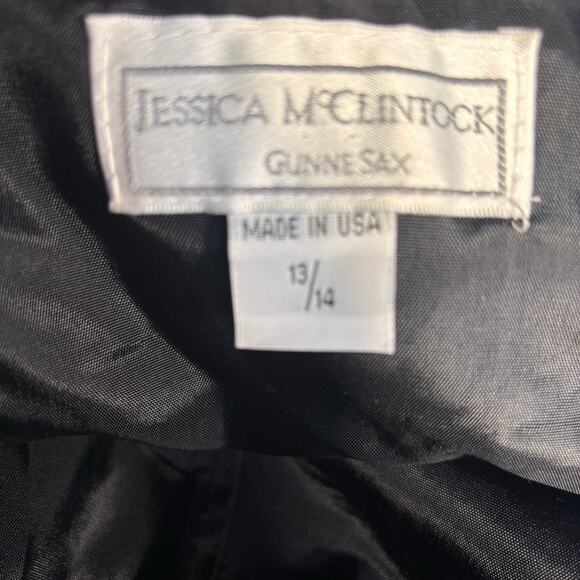 Jessica McClintock Gunne Sax Rose Brocade Gown Black Red Floral Train Size 13 14 - Picture 11 of 12